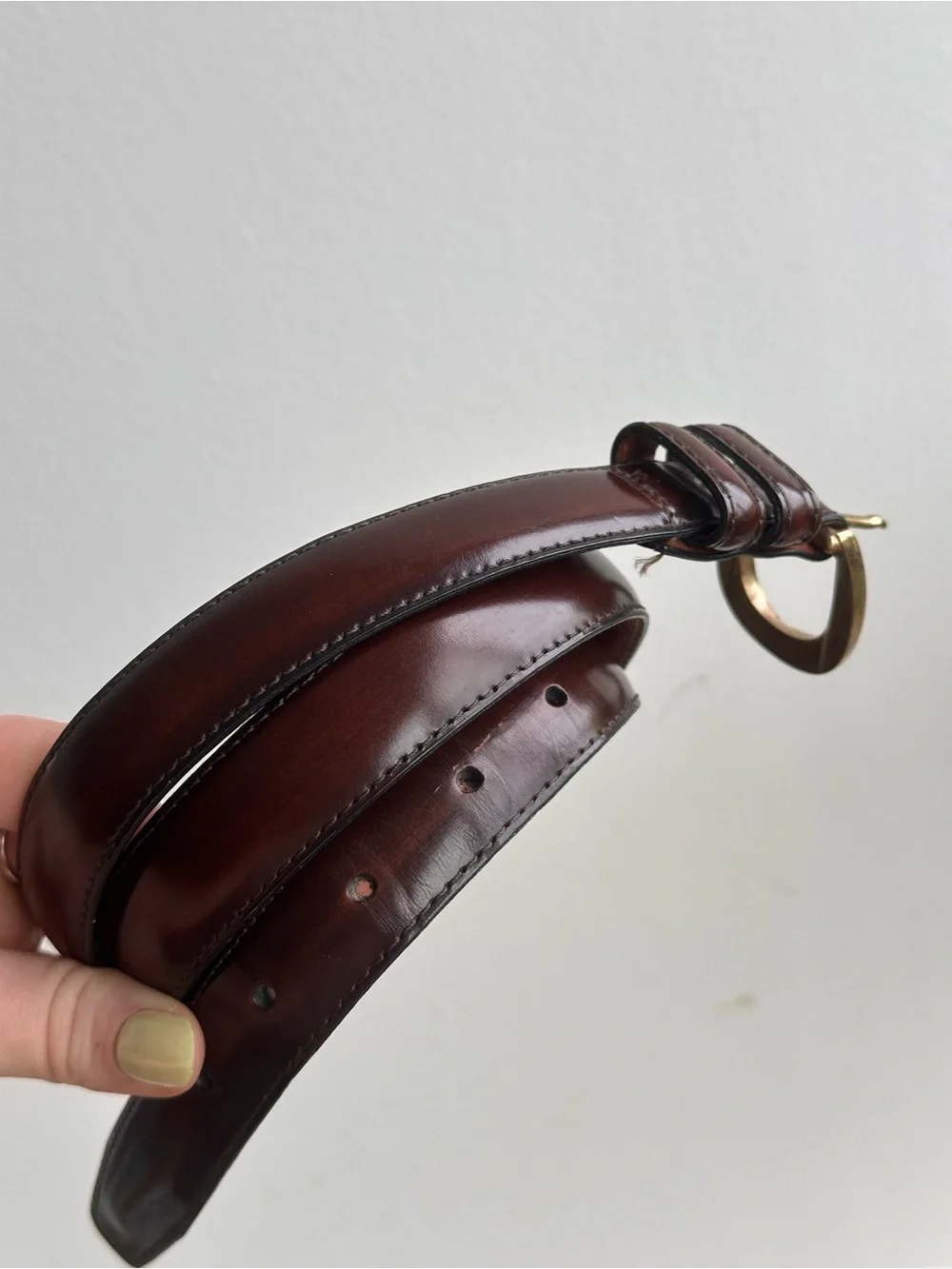 NWOT Peterborough Leather Belt in Dark Brown with Gold Buckle